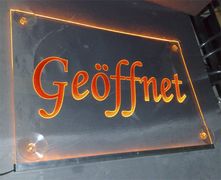 LED illuminating sign - promotional signWerbeschild GE�FFNET MIT