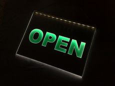 LED illuminating sign - promotional signWerbeschild OPEN