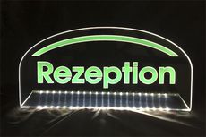 Info Schild Rezeption Graviert mit LED Beleuchtung