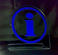 LED illuminated sign Info contour engraved with indirect LED lig