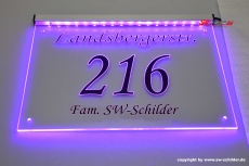 Typ2 Hausnummer mit LED Beleuchtung und Gravur