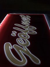 LED illuminating sign - promotional sign GEFFNET EDEL