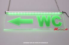 LED Beleuchtetes Schild WC + Folie + Pfeil links