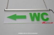 LED Beleuchtetes Schild WC + Folie + Pfeil links
