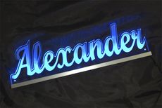LED nameplate ALEXANDER engraved with indirect lighting