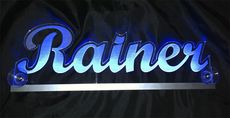 LED Namensschild RAINER graviert mit indirekter Beleuchtung