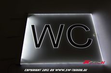 LED Beleuchtetes Schild WC Gravur/Folie beidseitig Lesbar