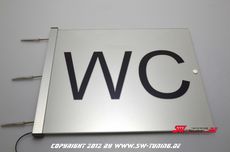 LED Beleuchtetes Schild WC Gravur/Folie beidseitig Lesbar