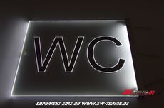LED Beleuchtetes Schild WC Gravur/Folie beidseitig Lesbar