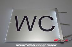 LED Beleuchtetes Schild WC Gravur/Folie beidseitig Lesbar
