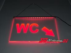 LED Beleuchtetes Schild WC + Folie + Pfeil Schrg UNTEN Rechts