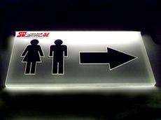 LED illuminated sign WC+foil+arrow+man+woman figure on both side