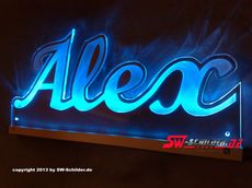 LED nameplate Alex engraved with indirect lighting