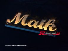 LED Namensschild Maik graviert mit indirekter Beleuchtung