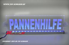LED Einsatzschild PANNENHILFE graviert mit indirekter LED Beleuchtung