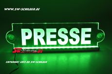 LED Einsatzschild PRESSE graviert mit indirekter LED Beleuchtung