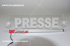 LED Einsatzschild PRESSE graviert mit indirekter LED Beleuchtung