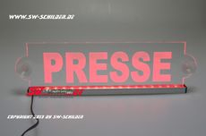 LED Einsatzschild PRESSE graviert mit indirekter LED Beleuchtung