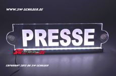LED Einsatzschild PRESSE graviert mit indirekter LED Beleuchtung