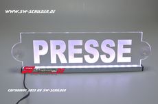 LED Einsatzschild PRESSE graviert mit indirekter LED Beleuchtung