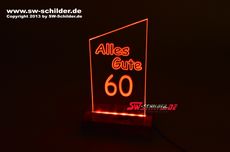 LED sign ALLES GUTE + desired number engraved with indirect