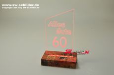 LED sign ALLES GUTE + desired number engraved with indirect