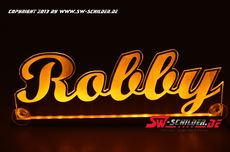 LED Namensschild Robby graviert mit indirekter Beleuchtung