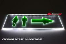 LED lighting sign Toilet MAN/WOMEN pictrogram + foil + arrow right