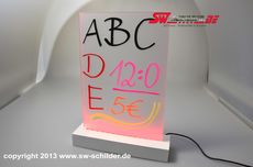 Individuell gestaltbarer Thekenaufsteller mit indirekter LED Beleuchtung + Stift