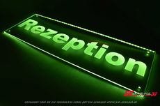 LED Beleuchtetes Schild Rezeption mit Gravur