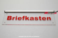 LED Beleuchtetes Schild BRIEFKASTEN mit Gravur