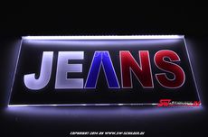 LED lighting sign JEANS engraving + 3 color foile