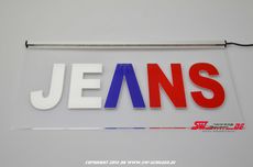 LED lighting sign JEANS engraving + 3 color foile