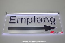 LED lighting sign reception desk + foil + arrow right