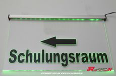 LED Beleuchtetes Wegweiser-Schild SCHULUNGSRAUM + Pfeil links + Folie / graviert