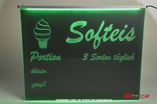 LED Sign Softeis engraving individually designable with neon pen Smoke version