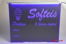 LED Sign Softeis engraving individually designable with neon pen Smoke version