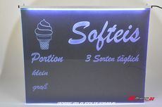 LED Sign Softeis engraving individually designable with neon pen Smoke version