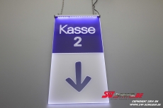 LED lighting sign Kasse 2 engraving + foile + arrow down