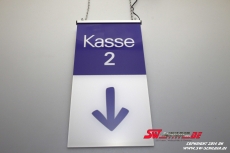LED lighting sign Kasse 2 engraving + foile + arrow down