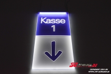 LED lighting sign Kasse 1 engraving + foile + arrow