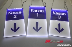 Manufaktur für LED Leuchtschilder - LED Kassenschild Nummer 1 -  Fahnenschild Kasse Kassenbeschilderung Leuchtschild mit Farbsteuerung  Schalter