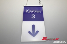 LED Beleuchtetes Kasse 3 Schild Folie + Gravur mit Pfeil unten
