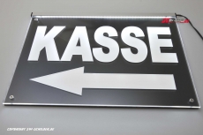 LED Engraving Illuminated sign KASSE with Narrow left and indirected LED