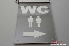 LED Gravur Schild WC Mann Frau + Pfeil beidseitig Lesbar fr Decke oder Wand