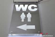 LED Gravur Schild WC Mann Frau + Pfeil beidseitig Lesbar fr Decke oder Wand