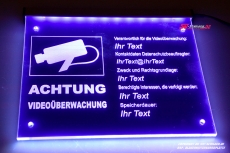 LED illuminating sign - video surveillance engraved