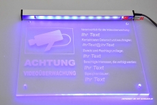 LED illuminating sign - video surveillance engraved