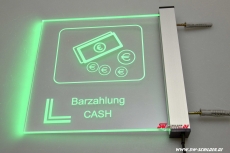 LED engraving information sign CASH PAYMENT with indirect LED lighting