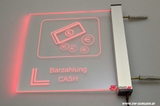LED engraving information sign CASH PAYMENT with indirect LED lighting